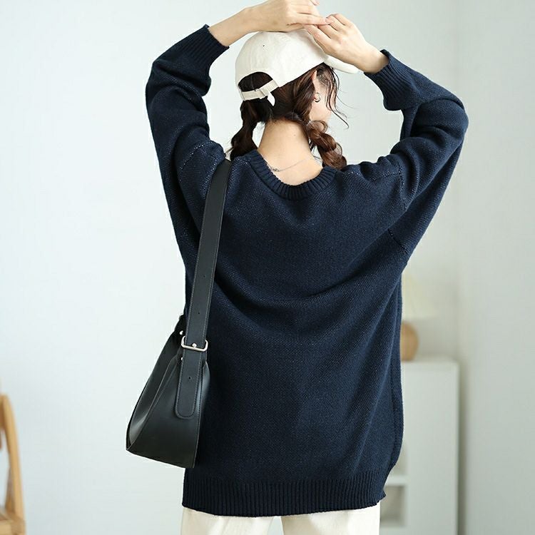 大きいサイズ レディース 国旗柄太リブ切り替えニット　cros-240060