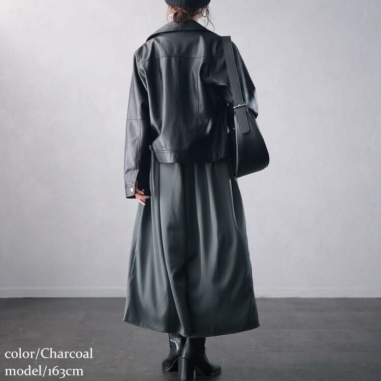 大きいサイズ レディース ラップギャザースカーチョ　nw-24041 チャコール