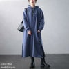 大きいサイズ レディース 裏起毛サイドスリットフード付きワンピース　plan-460017 ブルー