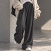 大きいサイズ レディース リブワイドパンツ　plan-250055
