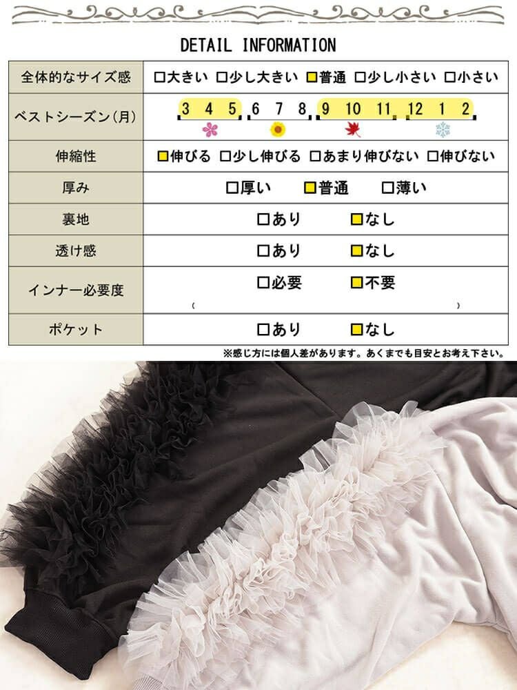 大きいサイズ レディース 袖チュールフリルプルオーバー　plan-260526