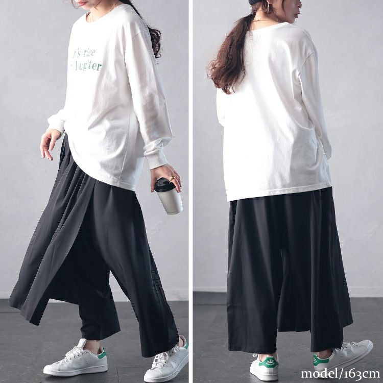 大きいサイズ レディース タックフレアレイヤードサルエルパンツ　u2-0101