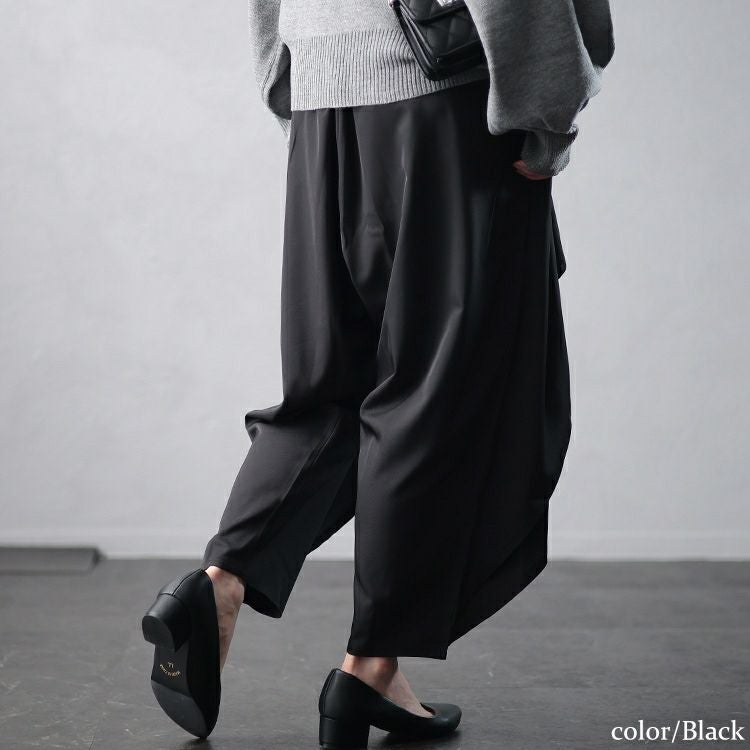 大きいサイズ レディース アシメレイヤードサルエルパンツ　u2-0100