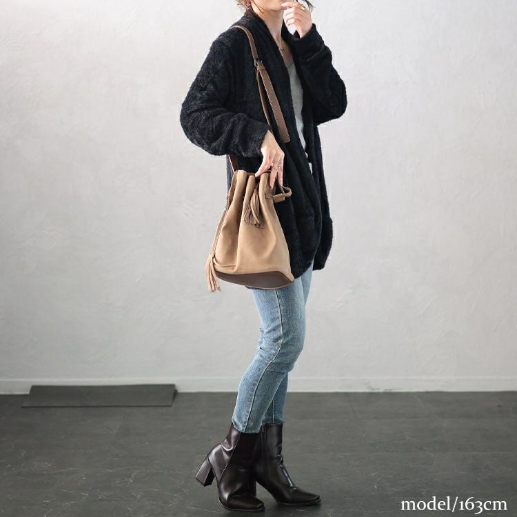 大きいサイズ レディース シャギーニットガウンカーディガン　jp508