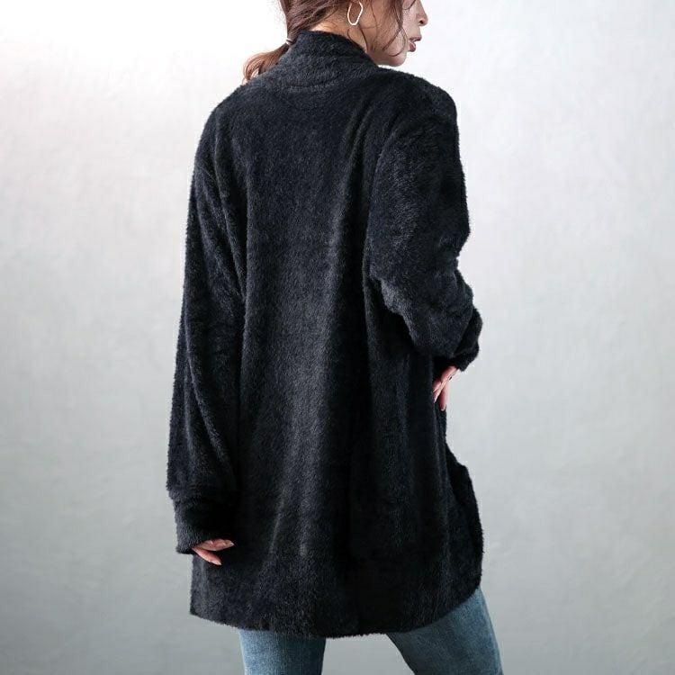 大きいサイズ レディース シャギーニットガウンカーディガン　jp508