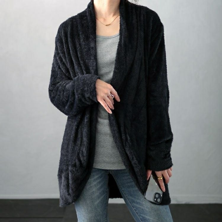 大きいサイズ レディース シャギーニットガウンカーディガン　jp508