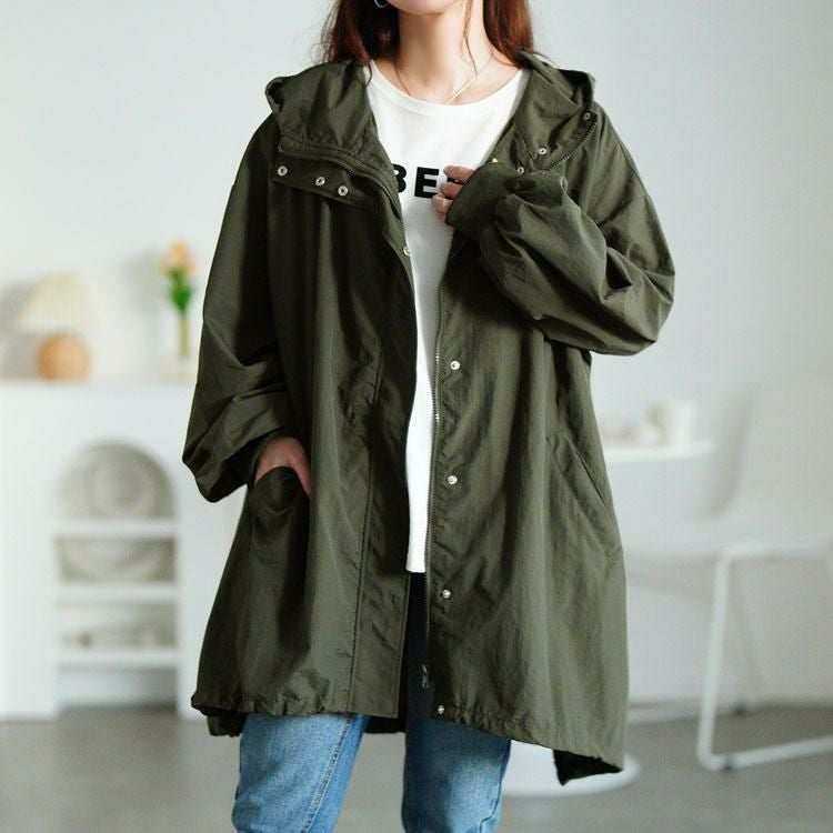 大きいサイズ レディース ナイロンモンスターパーカーコート　tog-1018 カーキ