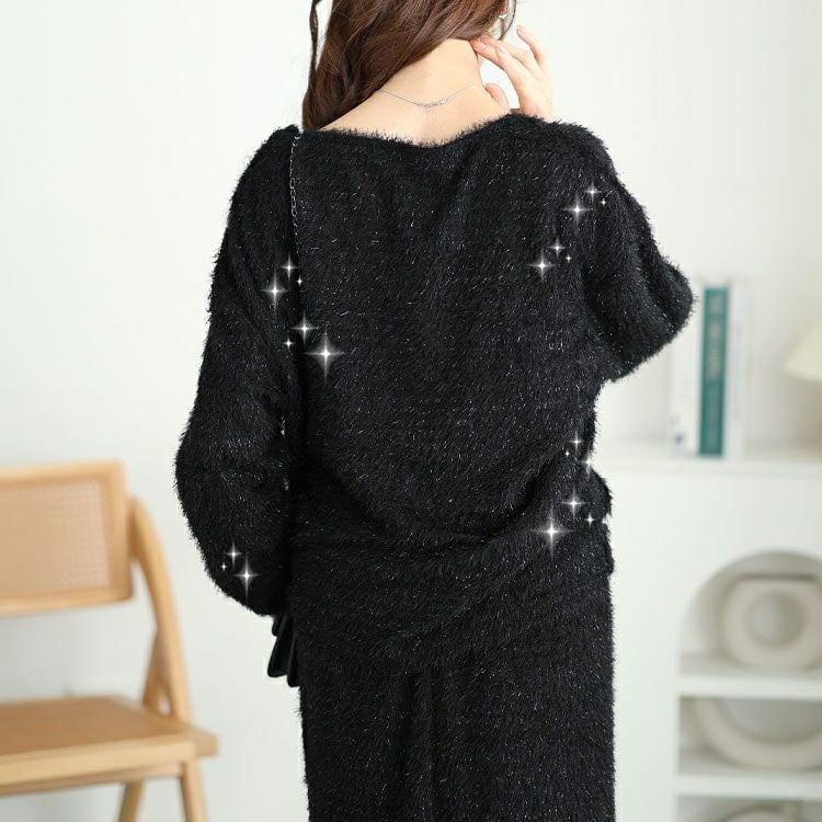 大きいサイズ レディース ラメシャギーVネックニット　tog-1010