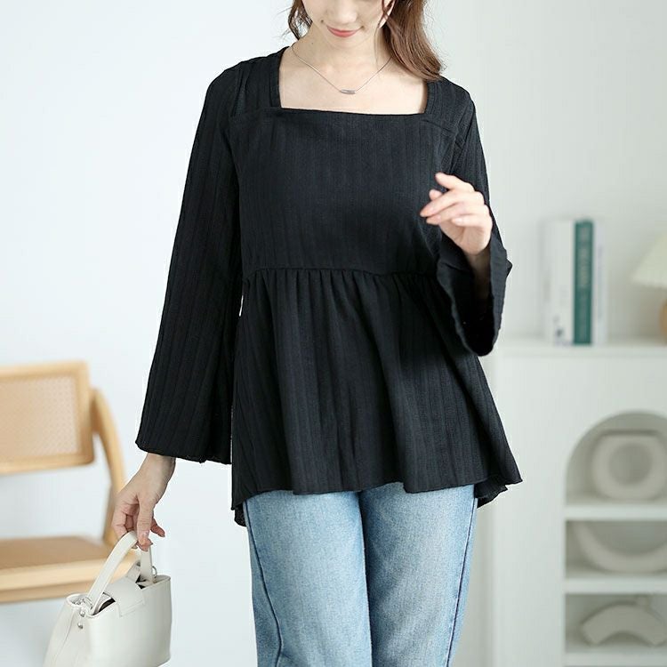 20周年感謝セール】 大きいサイズ レディース フレア袖リブペプラム