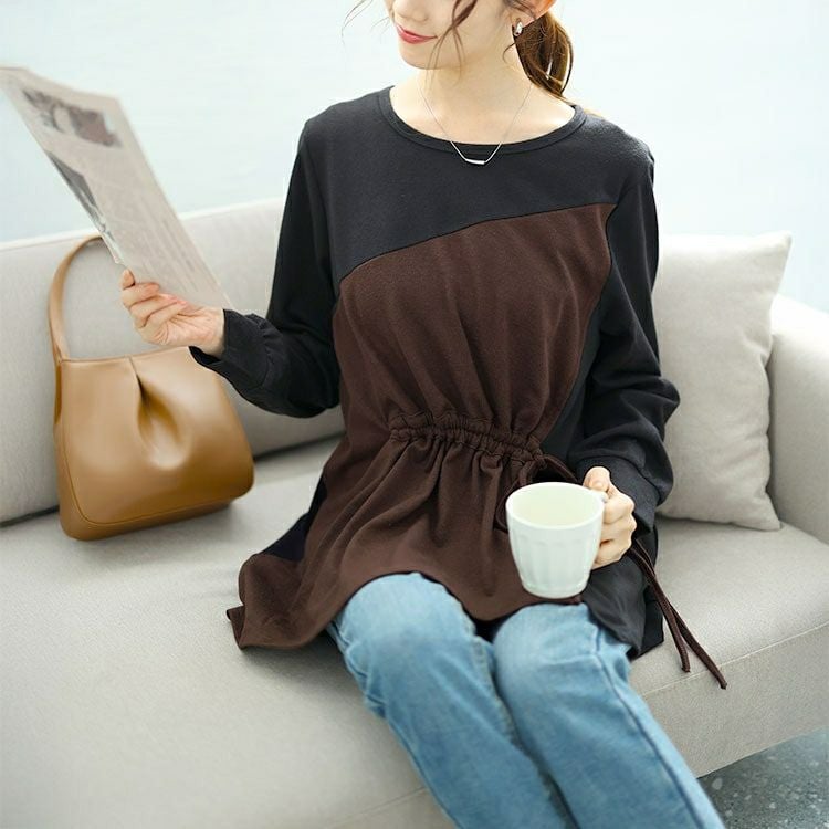 大きいサイズ レディース ウエストシャーリングアシメトップス　jp514