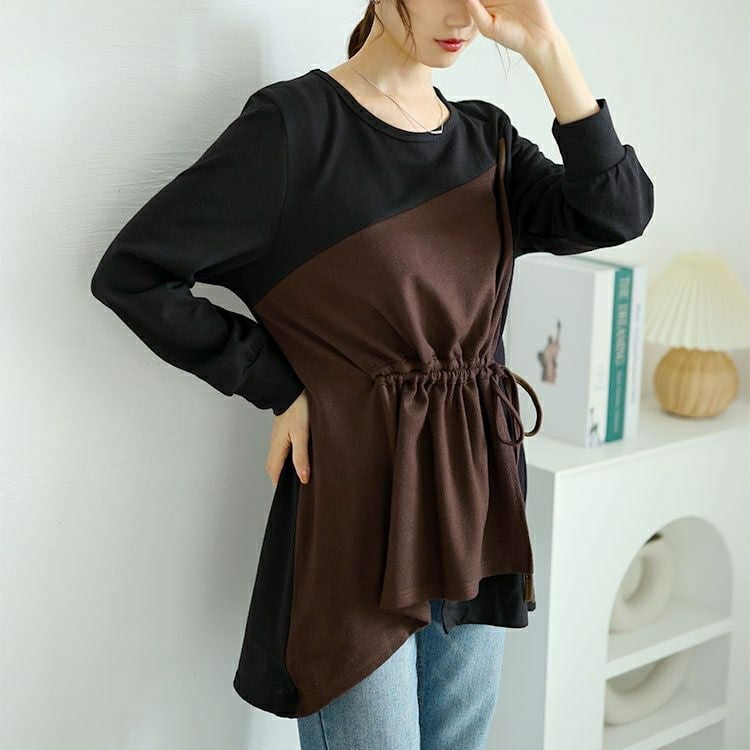 大きいサイズ レディース ウエストシャーリングアシメトップス　jp514