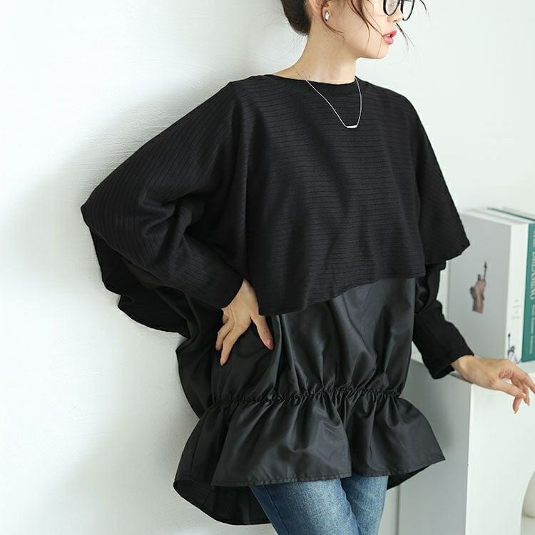 大きいサイズ レディース 裾シャーリングドルマントップス　jp513