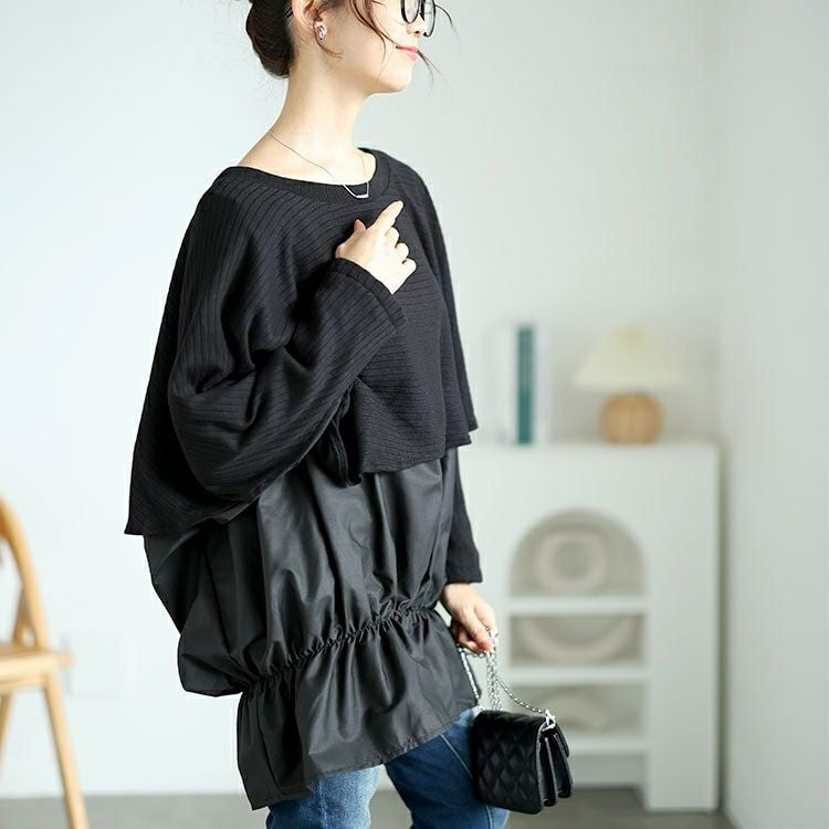 大きいサイズ レディース 裾シャーリングドルマントップス　jp513