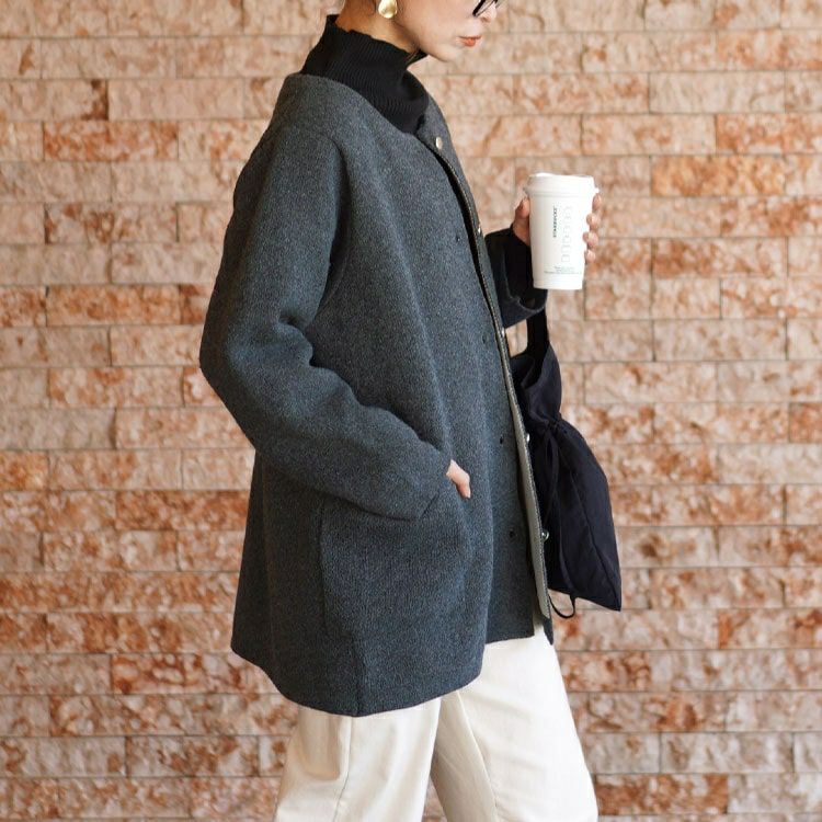 大きいサイズ レディース ノーカラーニットカーディガン　cpdai-640582