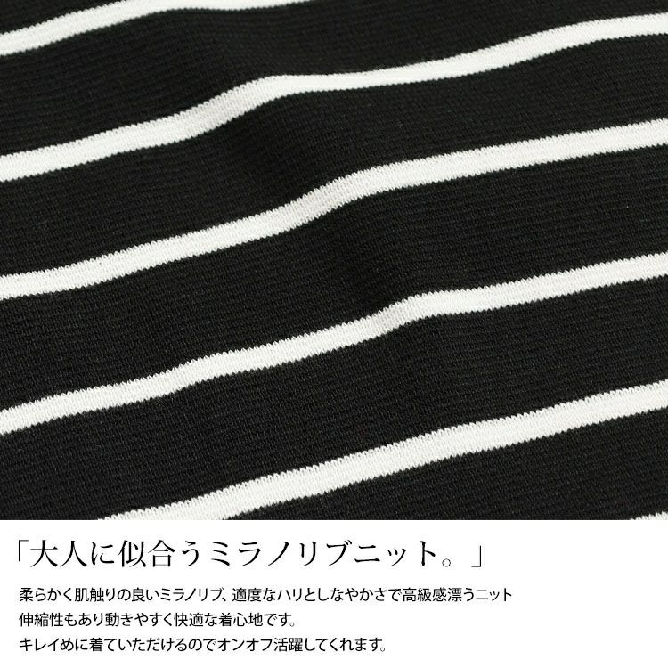 大きいサイズ レディース ハイネックパネルボーダーミラノリブニット　cpdai-640596