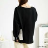 大きいサイズ レディース パールボタンミラノリブドルマンニット　cpdai-640615 ブラック