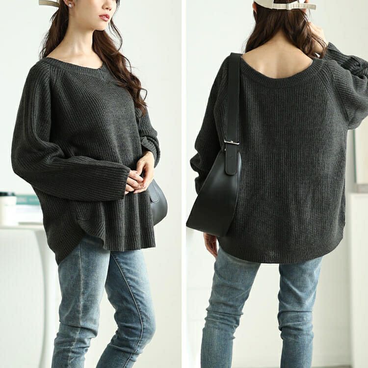 大きいサイズ レディース 前後2wayラメリブニット　cpdai-640617