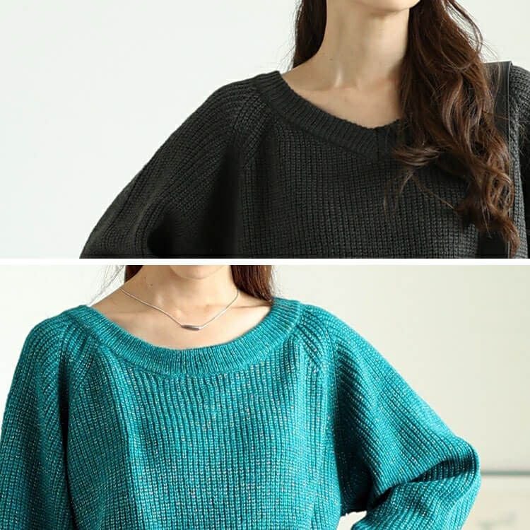 大きいサイズ レディース 前後2wayラメリブニット　cpdai-640617