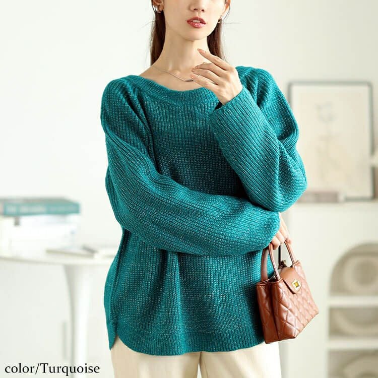 大きいサイズ レディース 前後2wayラメリブニット　cpdai-640617