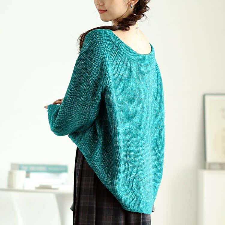 大きいサイズ レディース 前後2wayラメリブニット　cpdai-640617