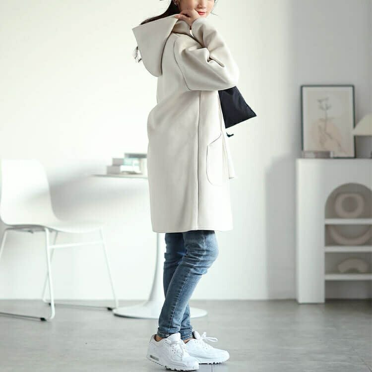 大きいサイズ レディース 裏リブジップフード付きコート　cpdai-640562