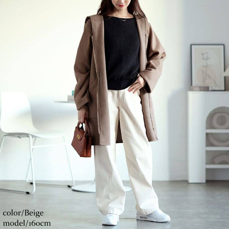 大きいサイズ レディース 裏リブジップフード付きコート　cpdai-640562