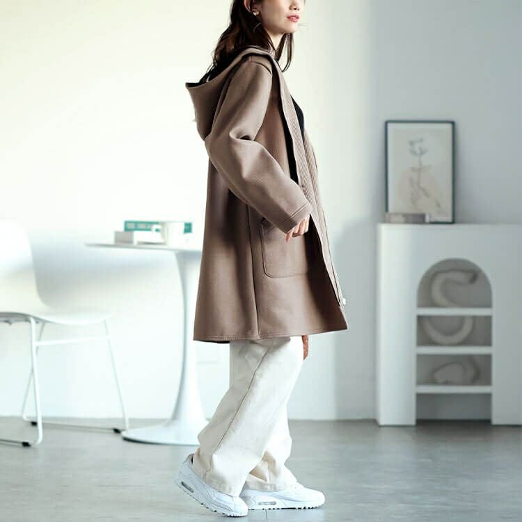 大きいサイズ レディース 裏リブジップフード付きコート　cpdai-640562