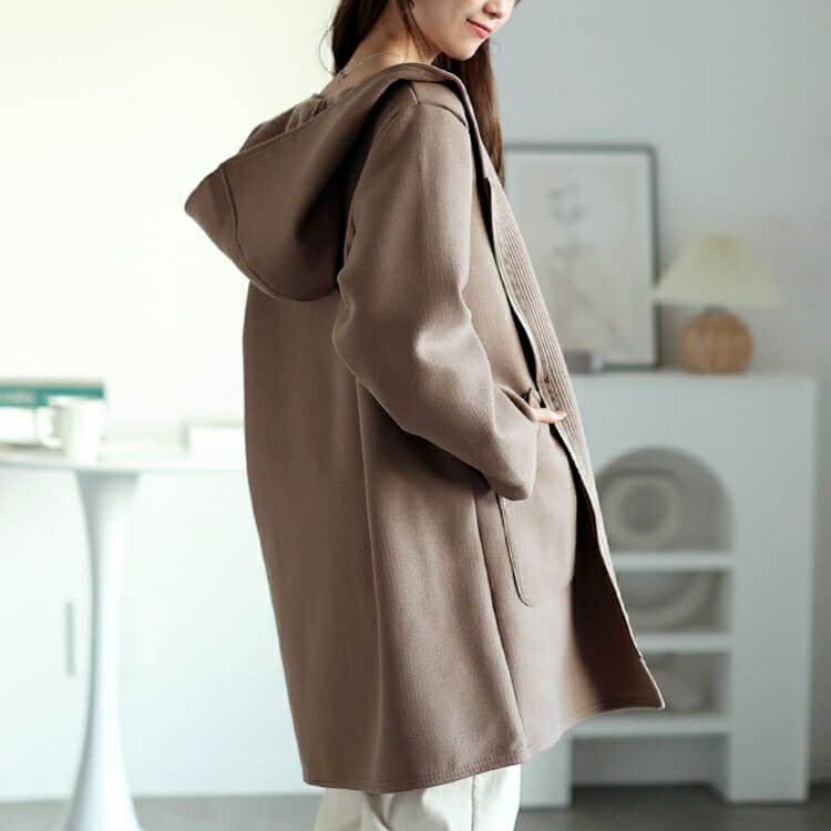 大きいサイズ レディース 裏リブジップフード付きコート　cpdai-640562