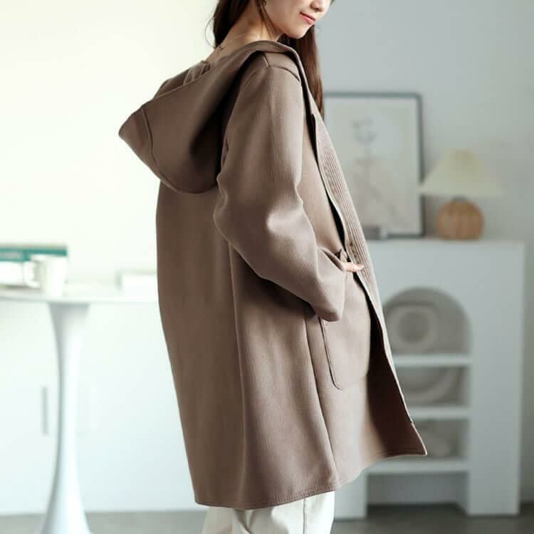 大きいサイズ レディース 裏リブジップフード付きコート　cpdai-640562 ベージュ