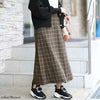 大きいサイズ レディース チェック柄メルティストレッチ微起毛タックナロースカート　cpdai-640533 ブラウン