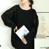 大きいサイズ レディース ラウンドネック太リブメッシュニット　fem-539 ブラック