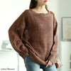 大きいサイズ レディース ラウンドネック太リブメッシュニット　fem-539 ブラウン
