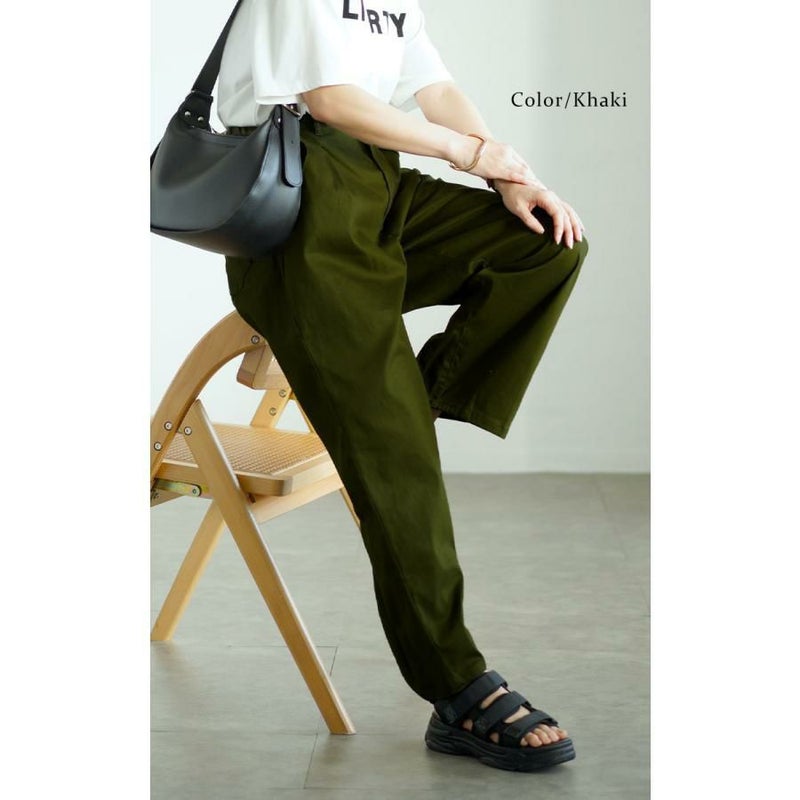 大きいサイズ レディース ストレッチコクーンパンツ　fem-545 カーキ