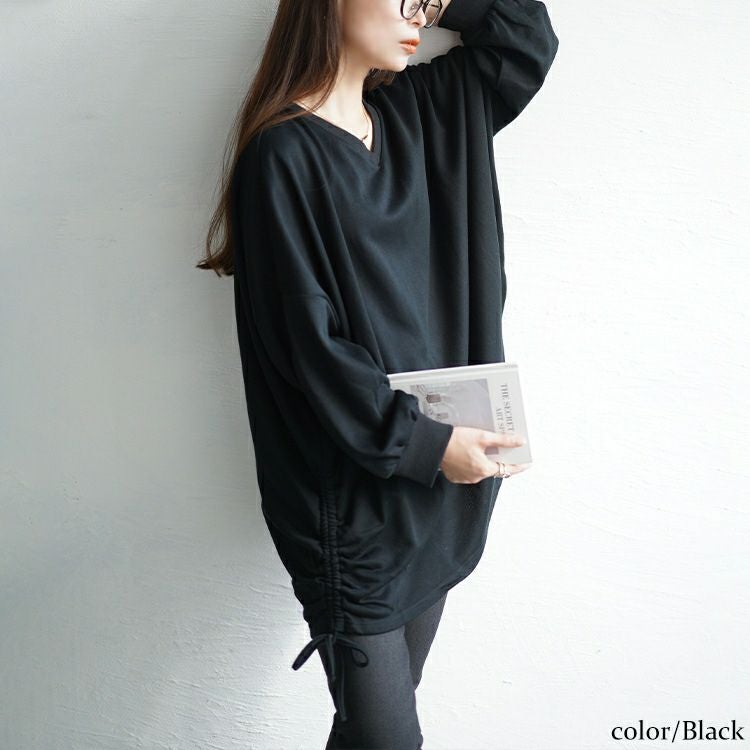 大きいサイズ レディース Vネックサイドドロストプルオーバー　bai-0165