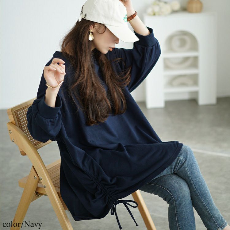 大きいサイズ レディース Vネックサイドドロストプルオーバー　bai-0165