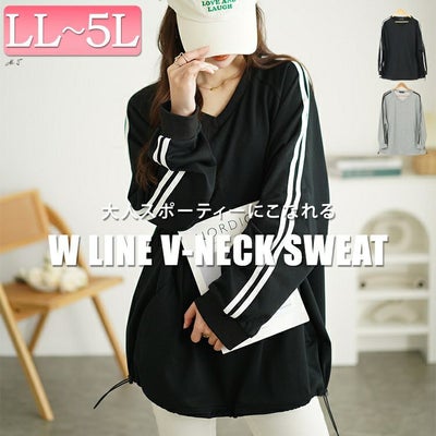 大きいサイズ レディース 裾ドロスト袖ラインラグランプルオーバー　bai-0163