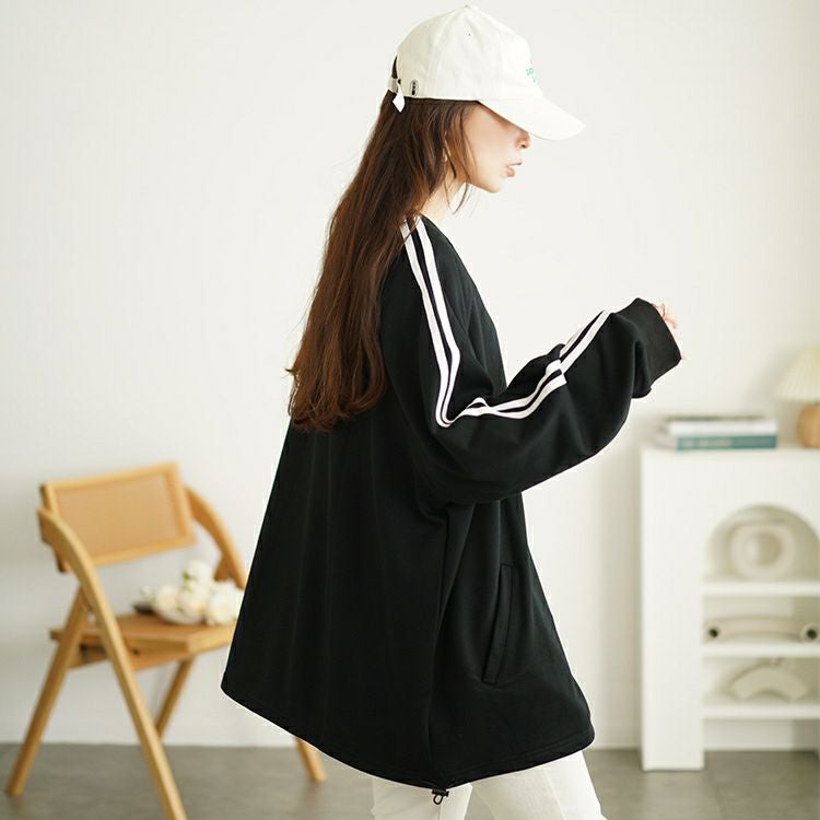 大きいサイズ レディース 裾ドロスト袖ラインラグランプルオーバー　bai-0163