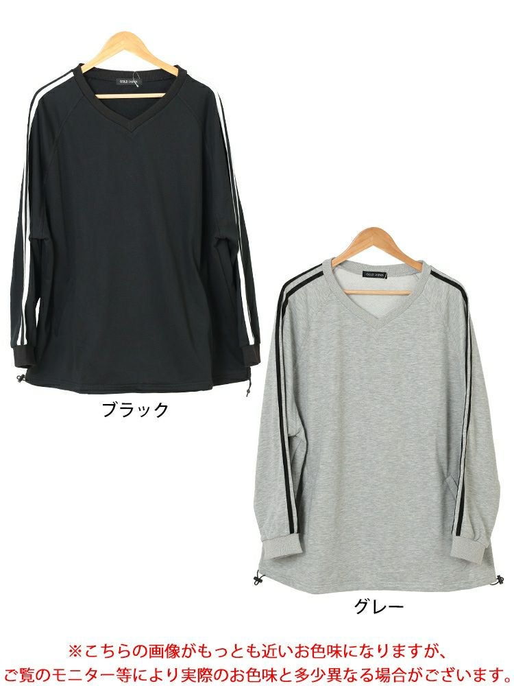 大きいサイズ レディース 裾ドロスト袖ラインラグランプルオーバー　bai-0163