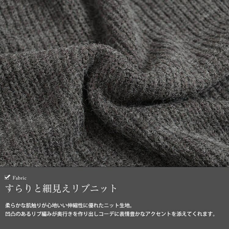 大きいサイズ レディース ハイネックサイドボタンリブニット　wn-0221