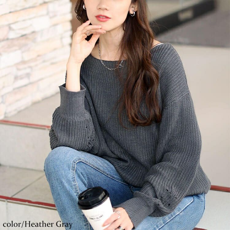 大きいサイズ レディース ボートネックドルマンリブニット　wn-0203