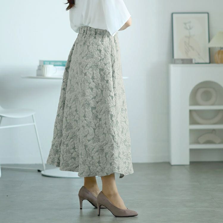 大きいサイズ レディース フロントジップふくれジャガードスカート　bro-0056