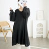 大きいサイズ レディース Vネックニットチュニックワンピース　fem-540 ブラック