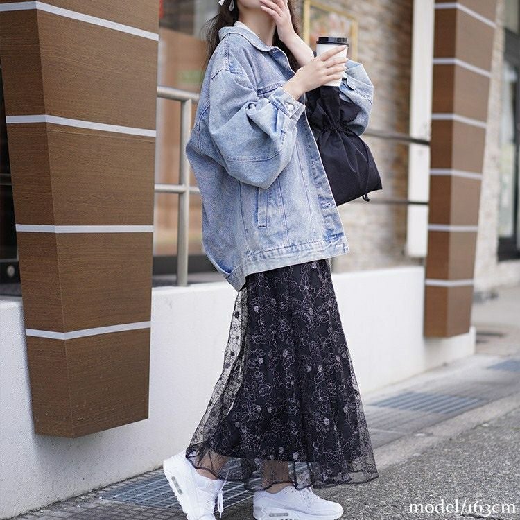 大きいサイズ レディース ラメ花柄刺繍チュールフレアスカート　maru-30102