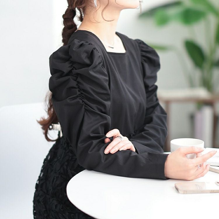 大きいサイズ レディース 刺繍チュール切り替えパワショルワンピース　maru-30099