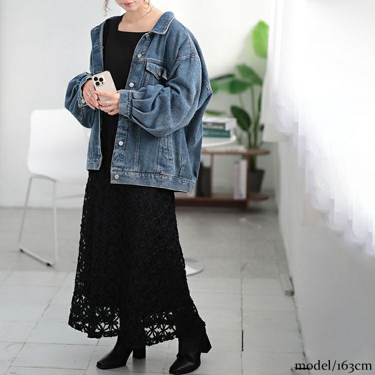 大きいサイズ レディース 刺繍チュール切り替えパワショルワンピース　maru-30099