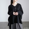 大きいサイズ レディース Vネックワイドドルマンプルオーバー　maru-30078 ブラック