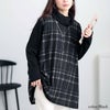 大きいサイズ レディース 静電気防止オフタートルチェック柄チュニック　cast-5548017 ブラック