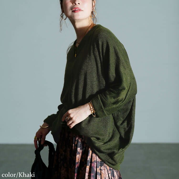 大きいサイズ レディース Vネックワイドドルマンプルオーバー　cast-5548020