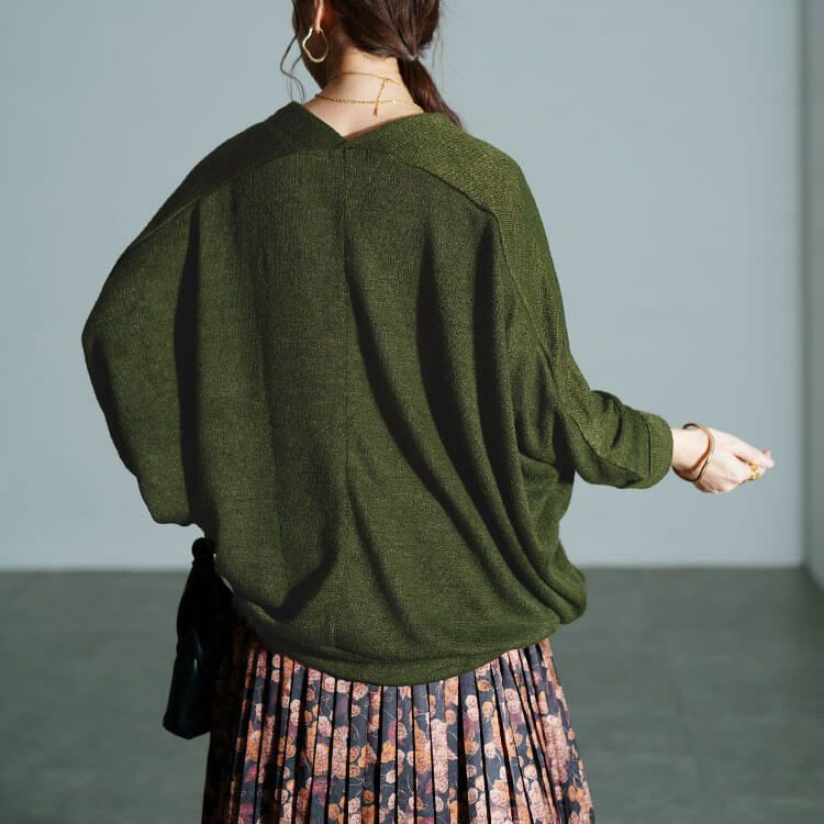 大きいサイズ レディース Vネックワイドドルマンプルオーバー　cast-5548020