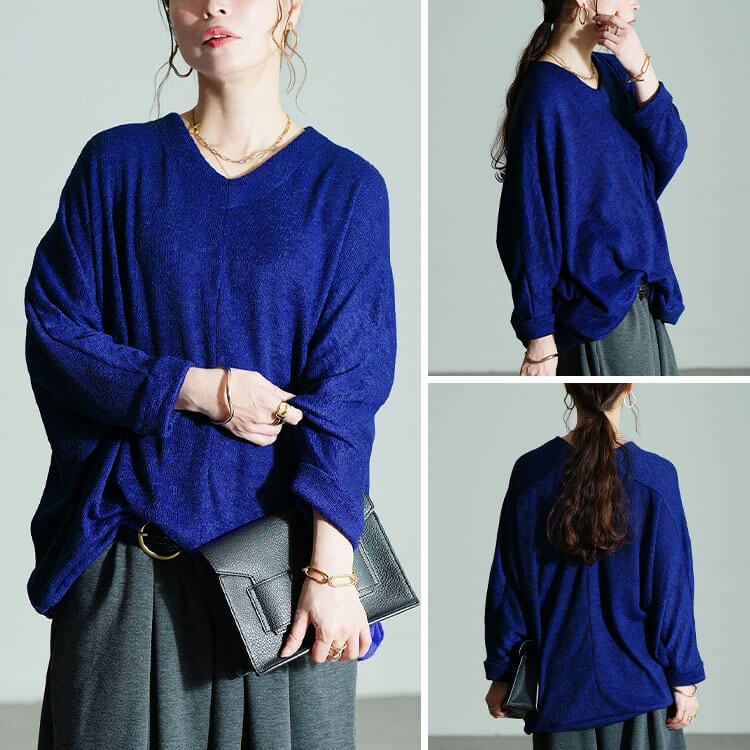 大きいサイズ レディース Vネックワイドドルマンプルオーバー　cast-5548020